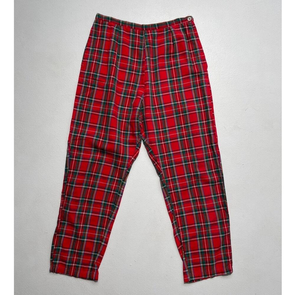 Vtg 50s 60s Plaid High Rise Cropped Pants / Sz XS/S Retro Pin Up Casual Side Zip